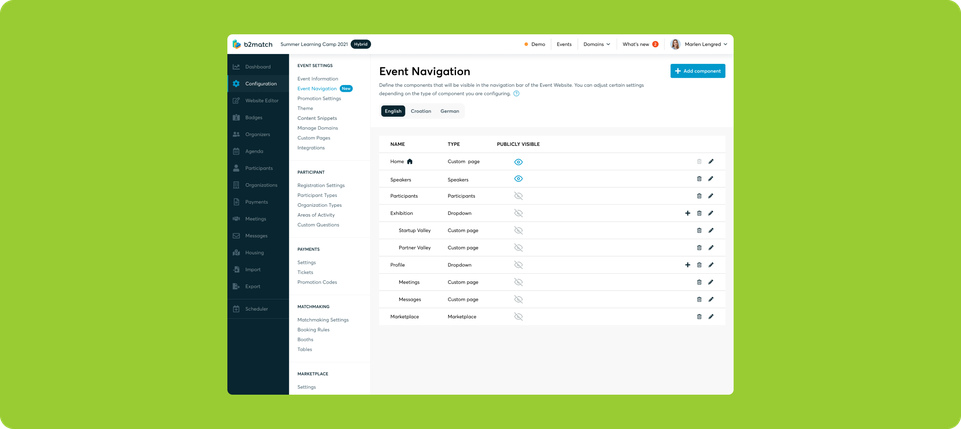Fully Editable Event Navigation for Maximum Customization